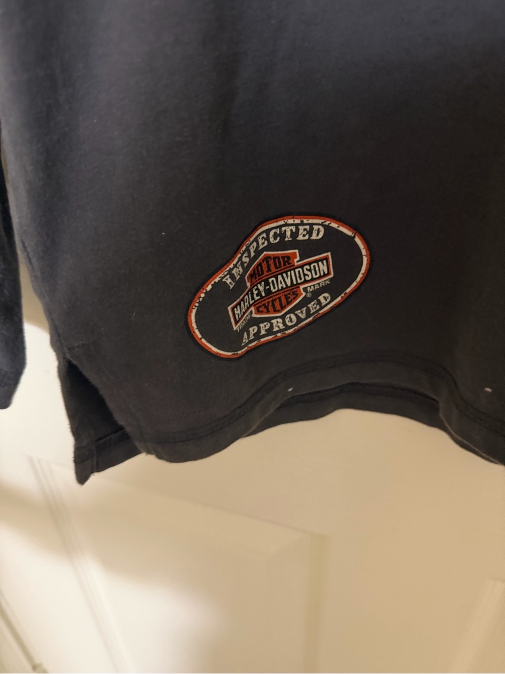 Harley-Davidson Gray Long Sleeve Henley with Orange Accents - Picture 2 of 5